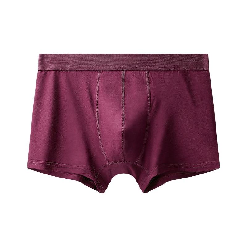 Antibacterial Solid Color Modal Mid Waist Men Boxer Brief Underwear