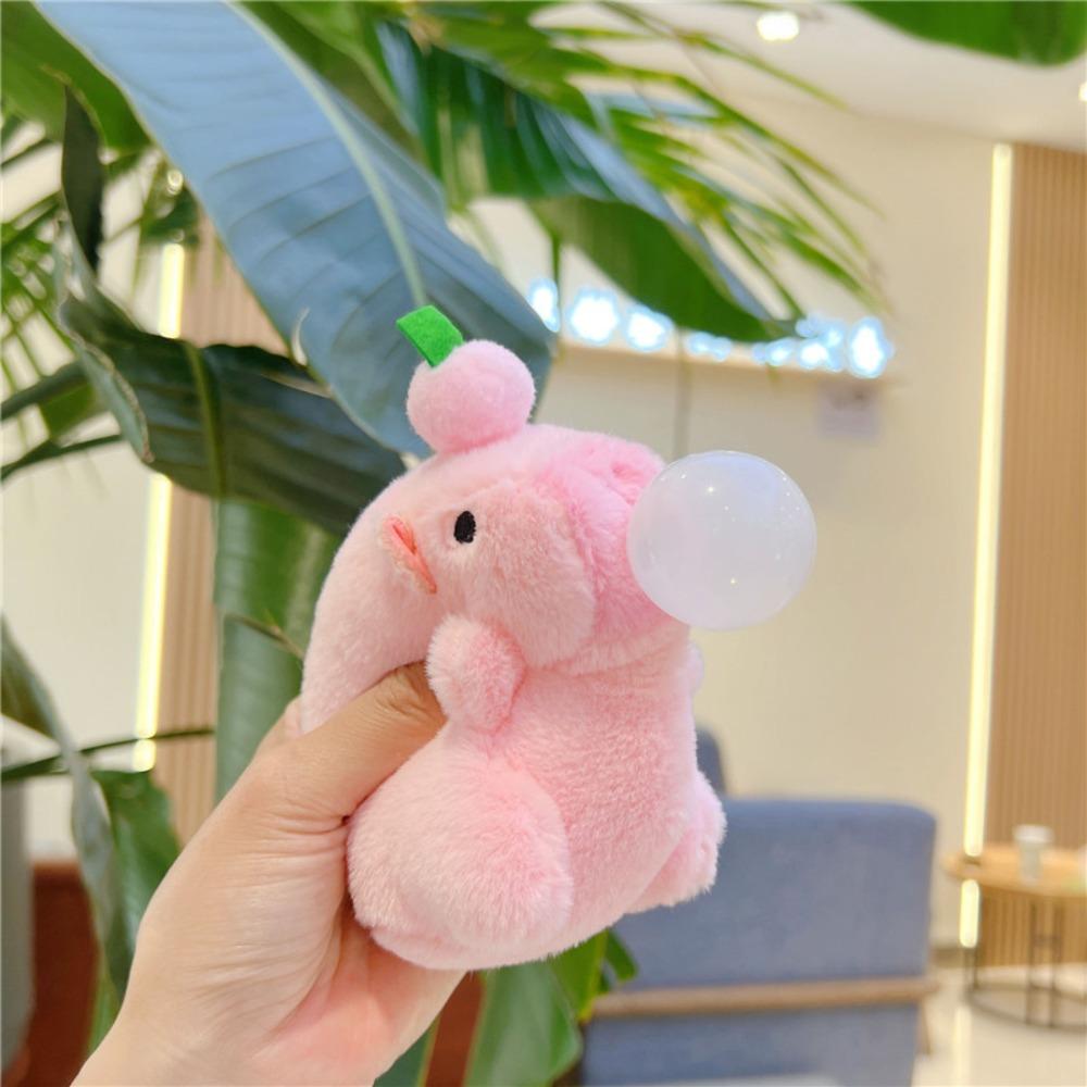 Plush Capybara Doll Keychain Squeeze Spitting Bubbles Capybara Bag Pendant Soft Stuff Relieve Stress Toys For Kid BIrthday Gift