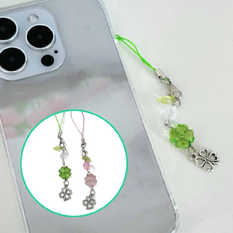Elegant Clovers Bead Phone Tassels Stylish Four Leaf Clovers Phone Lanyard Tassels Versatile Phone Chain Attachment