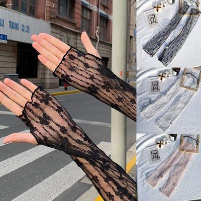 Outdoor UV Protection Ultra Thin Fingerless Arm Sleeves Sunscreen Sleeves Arm Cover Driving Gloves