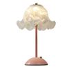 Flower Table Lamp Eye Caring Cordless Rechargeable Vintage Night Lamp with Frosted Petal Shaped Glass Lampshade for