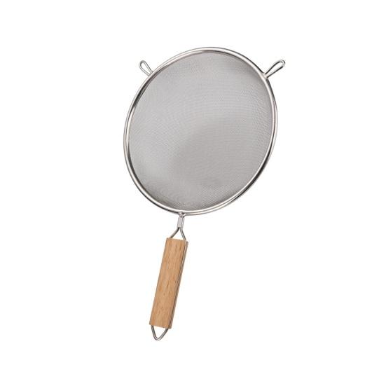 Stainless Steel Strainer with Wooden Handle Fine Mesh Sieve for Flour Sifting And Oil Filtering Multi-Size Kitchen Sifter