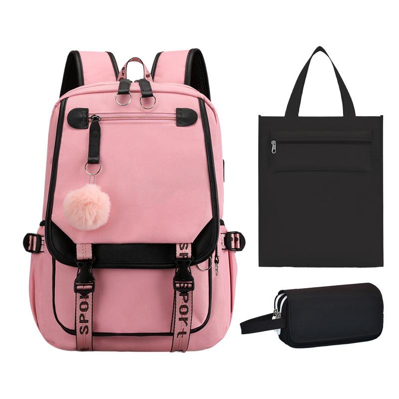 Printing College Style Backpack, High-capacity Schoolbag for Primary and Secondary School Students, Three-piece Set