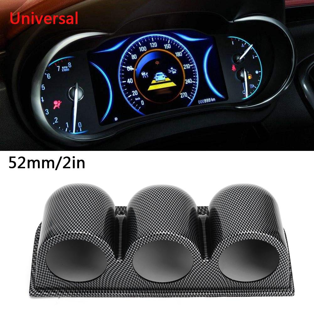52mm 2in 3‑Hole Triple Gauge Mount Holder Carbon Fiber Style Auto Car Dash Meter Pod