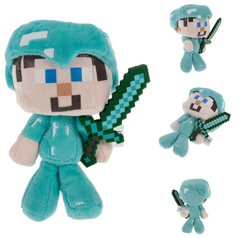 Urocza pluszowa zabawka Minecraft Steve z mieczem dla dzieci, wygodna i urocza, 18 cm