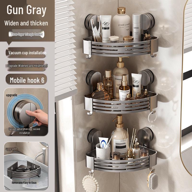 Dreieckige Saugnapf-Eckablage: Wandmontiertes Badezimmer-Aufbewahrungsregal