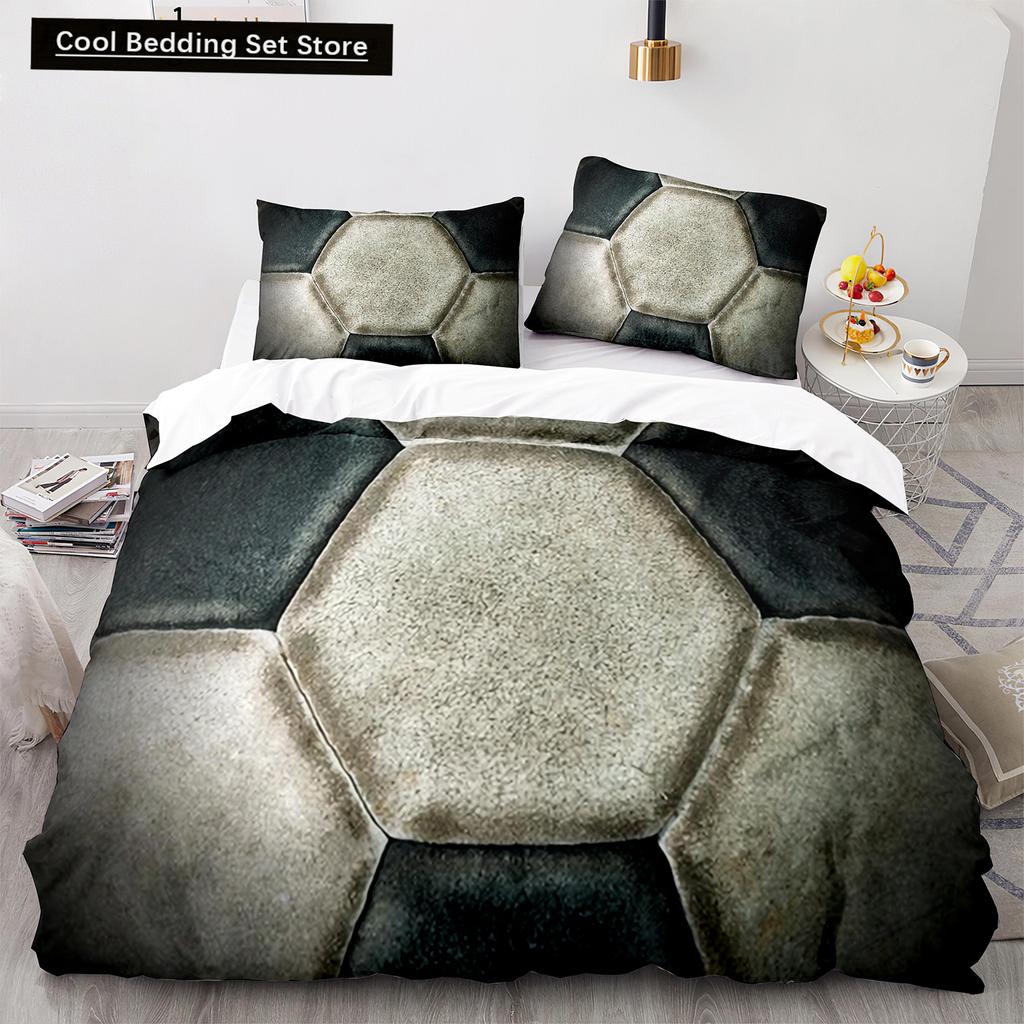Football King Queen Duvet Cover 3D Soccer Bedding Set for Kids Teens Adult Ball Game Quilt Cover Sport Fans Soft Comforter Cover