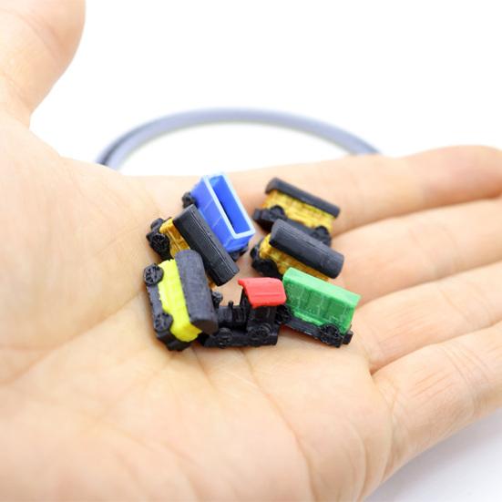 Mini Train Model 1:12 Scale Train Miniature Tiny Track Train with Colorful Carriages for Doll Mansion Decoration Miniature Scene Photo Prop