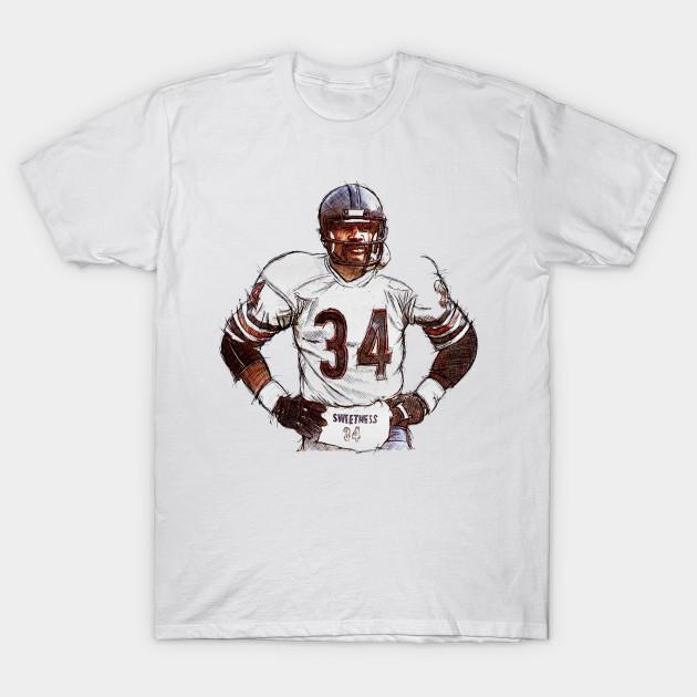 

Men Black Print T-shirt Walter Payton Chicago Sweetness Sketch No-Cut Transfer Paper Print Cotton Tshirt L