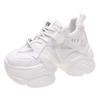 White Chunky Sneakers Women New Autumn Hidden Heel Platform Sports Dad Shoes Woman Lace Up Breathable Mesh Casual Shoes 8CM