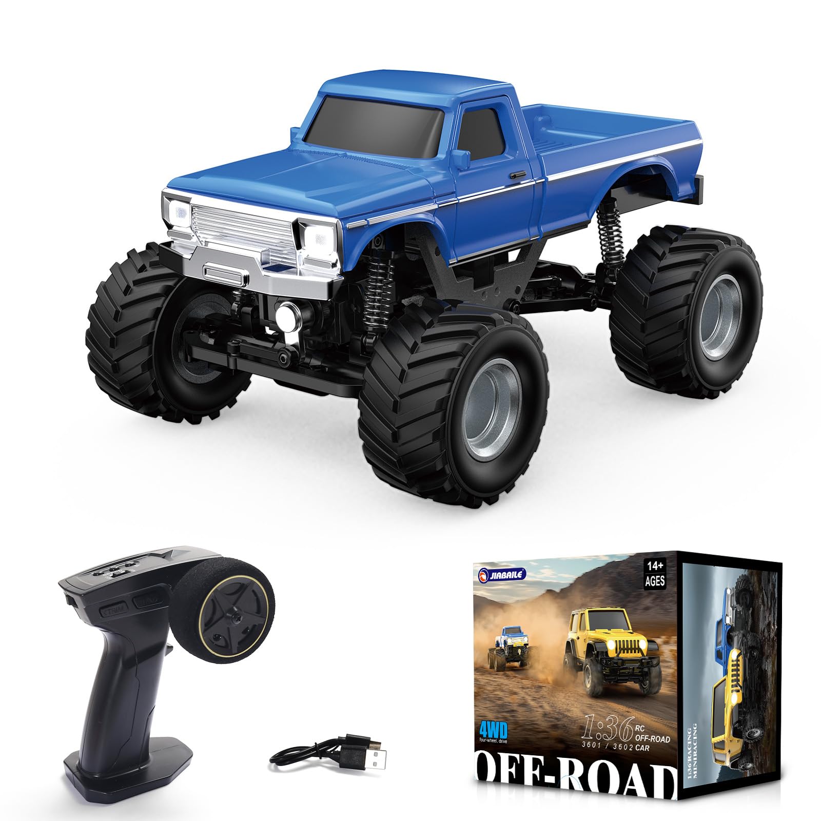 

JIABAILE Scale RC Mini RC Proportional Compatible with 3601 and 3602 Technical Standards Approved 1/36 Crawler, 136 Off-Road Car, 2.4GHz, Control,