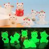 6 STuks Creatieve Gloeiende Gelukskat Micro Landschap DIY Decoratie Lichtgevende Kat Mini Beeldjes Auto Kantoor Bureau Decoraties