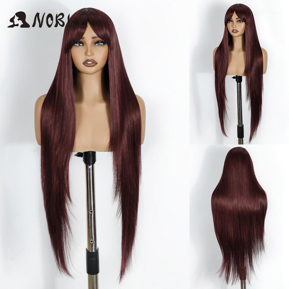 

Noble Synthetic Wig With Bangs Long Straight Wig Ombre Blond Colored Wig Cosplay Wig For Women Synthetic Hair Wig Heat Resistant (as the picture,36inches)