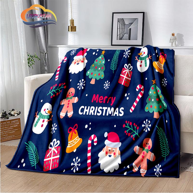 Merry Christmas Series Santa Blanket Flannel Warmth Soft Plush Sofa Bed Throwing