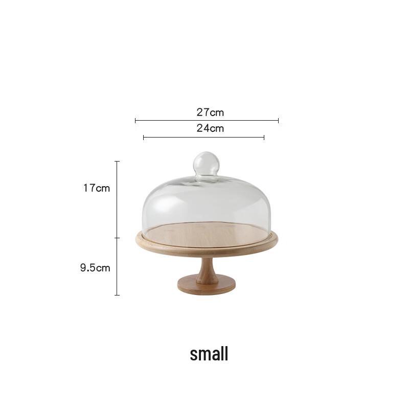 Bamboo Wood Cake/Dessert Tray with Glass Dome Set