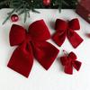 Vintage Christmas Tree Decoration Soft Textured Bowknot Hanging Pendant  Fence Decoration