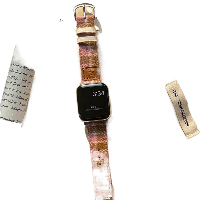 Autumn And Winter Leather Standard Plaid Woolen For Apple Watch Applewatchs10 Strap Iwatch98765Se
