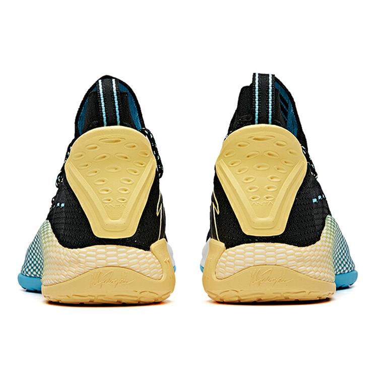 New Anta KT5 Thompson Cushioning Anti Slip And Wear Resistant Mid Top Performance Basketball Shoes Black Blue Yellow 112021102-2