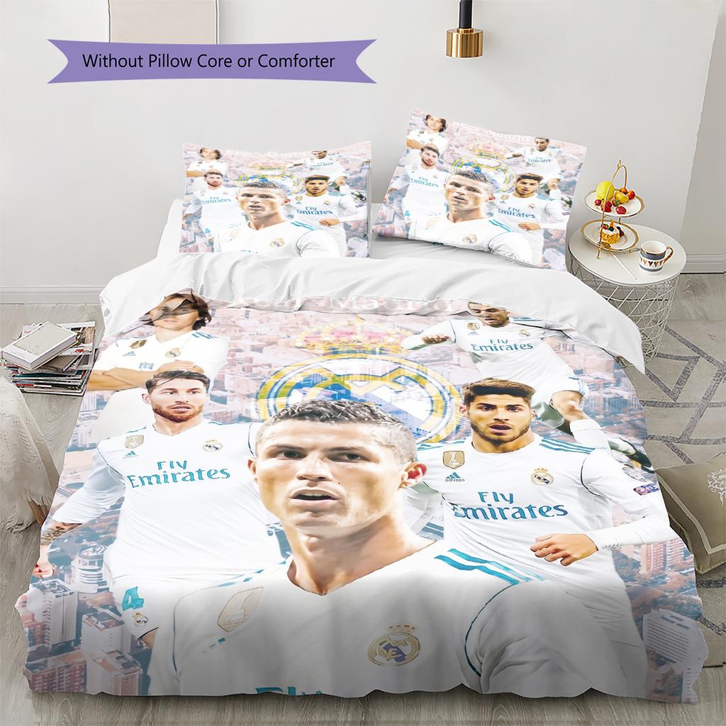 Madrid players Pattern Bedding Home Decoration Birthday Gift (1 * duvet cover + 2 * pillowcase, without core)
