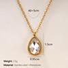 18K Gold Plated Stainless Steel Water Drop Diamond Pendant Necklace for Women - French Light Luxury Style