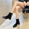 Yuexinwang genuine leather flat for Huizhou women's shoes grape mother same short leather boots autumn and winter new thickened Martin boots women