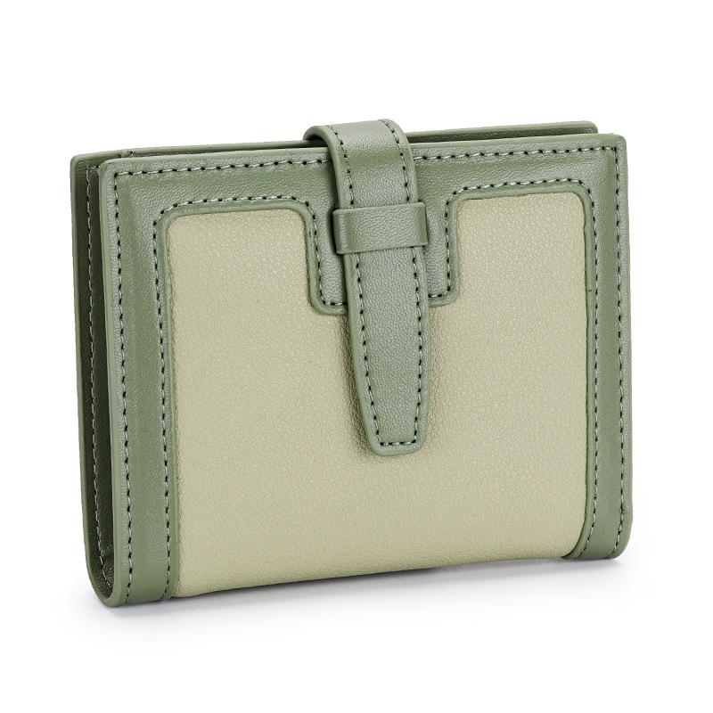 Women's Short Wallet Fashionable Exquisite Contrasting Color Drawstring Ins Style Multi-card Folding Change Purse