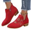 Large size women's boots autumn and winter new pointed print short boots women