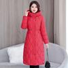 European Station Fattening Plus XL Large Size Waist Fashion Cotton Clothes Women's Knee Long Rhombus Thickened Warm Cotton Clothes