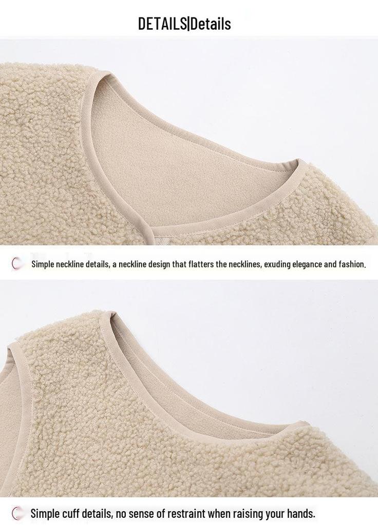 2024 Autumn/Winter Slim-Fit Korean Style Lambswool Vest - Warm, Versatile Sleeveless Fleece Jacket