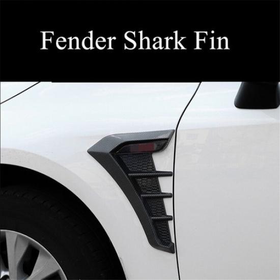 Universal 3D Glänzend Schwarz Auto Seitenflügel Luftstrom Kotflügelgitter Lufteinlass Blende