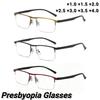 1/3PCS Metal Half-frame High-definition Reading Glasses Unisex Retro Square Business Eyeglasses Literary Style Luxury +1.0 To +4.0