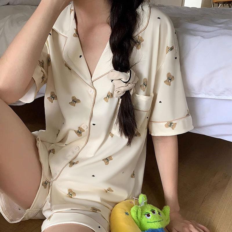 Jiikawa Wusachi Pajamas Women's Spring Summer Cotton Short Sleeve Student Loose Large Size Summer Small Hachi Loungewear