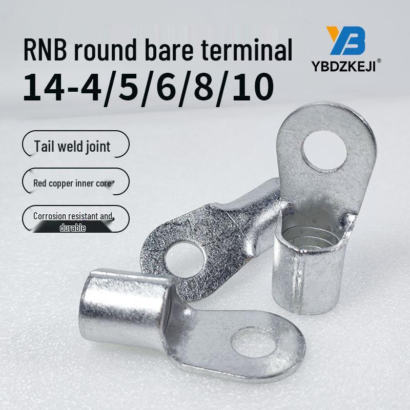 RNB Terminal Blocks Round Bare O-Type Wire Lugs, Pure Purple Copper, National Standard, RNB14-4/5/6/8/10.