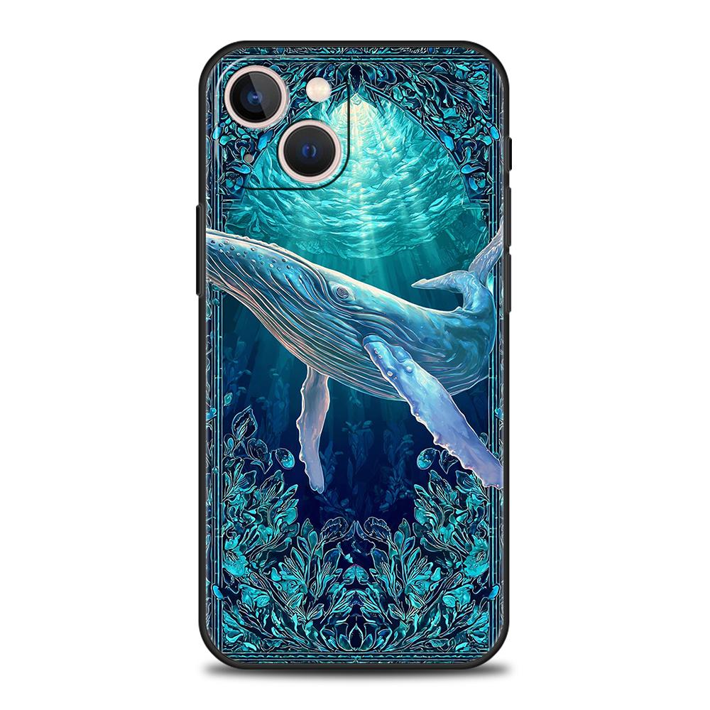 

Чехол для телефона Cover для iPhone 17 16 15 14 13 12 Pro Max 11 Pro Max 17 AIR Plus Ударопрочный Мягкий ТПУ Корпус Синий Океан Рыба Funda Сумка iPhone 16