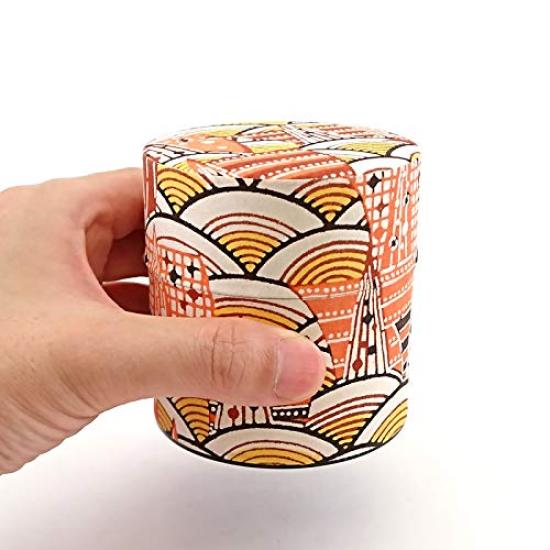 Yamako Haikara-san Tea Caddy, Small, Modern Seigaiha Pattern, 88088