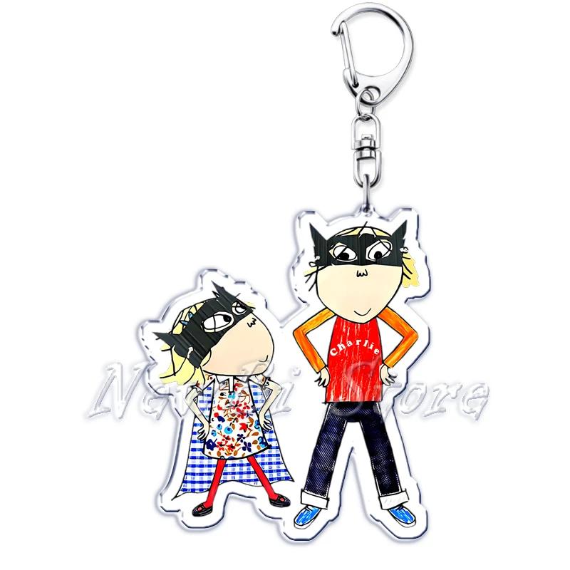 

Cute Cartoon TV Series Charlie and Lola Kids Keychain for Women Accessories Lauren Child Pendant Keying Jewelry Friends Gift