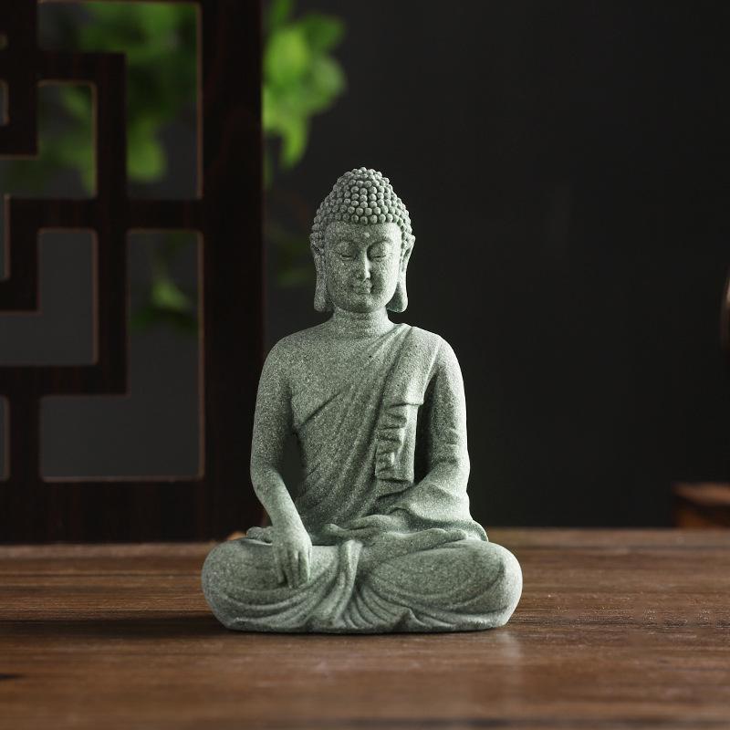Porcelain Green Sandstone Buddha Ornament for Zen Fish Tank or Bonsai Display