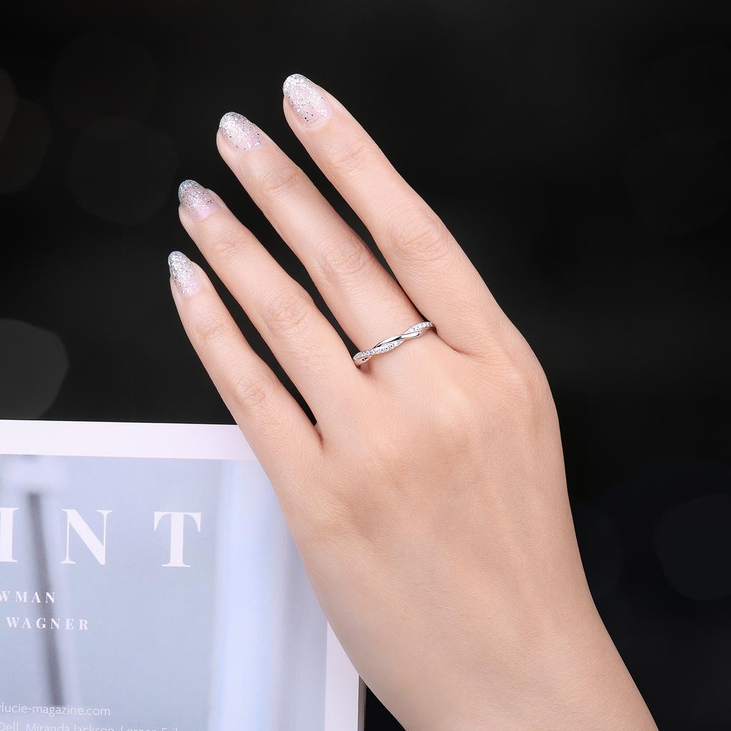 JewelryPalace Moissanite D Color Love Rope Infinity 925 Silver Stackable Band Ring for Woman Yellow Rose Gold Plated