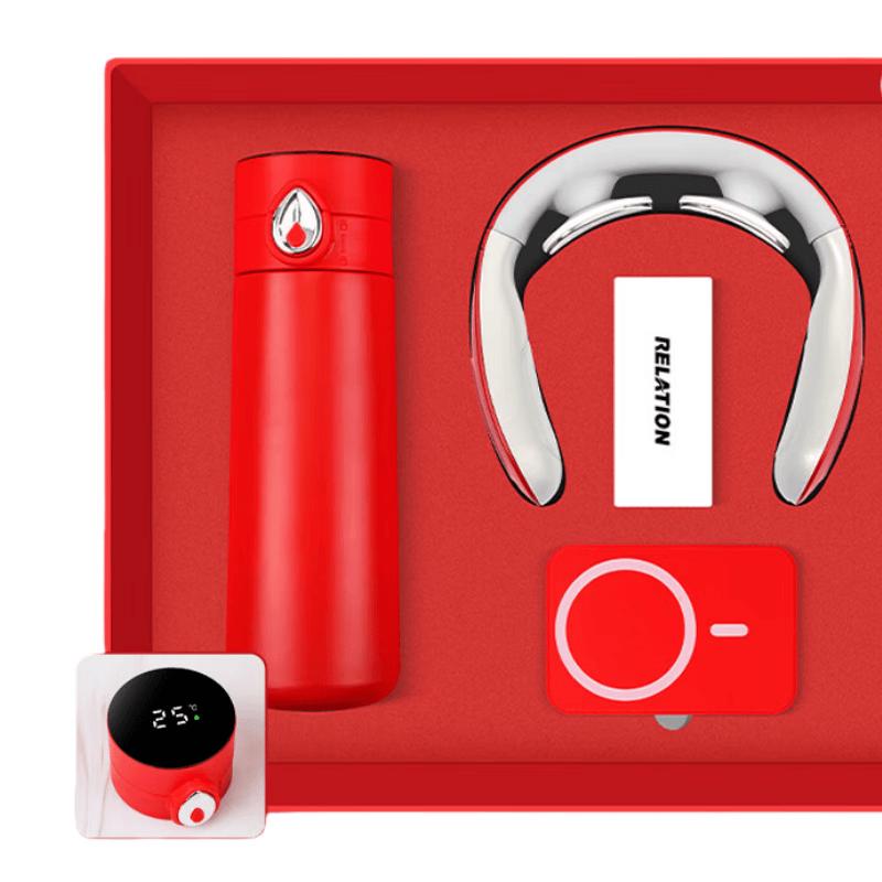 Smart Gift Set with Temperature Control Cup, Neck Massager & Power Bank