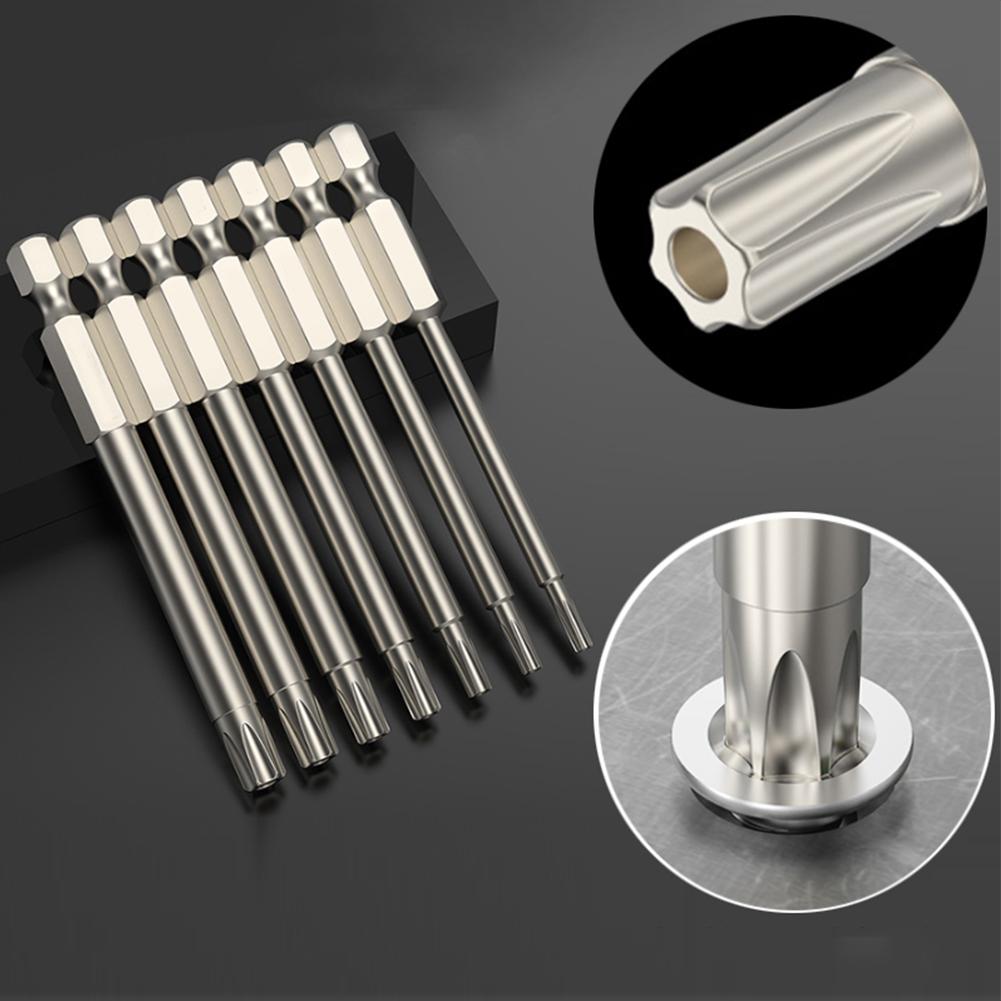 50mm magnetický dutý šroubovák Torx bity 1/4 palcové elektrické šroubováky ze slitinové oceli se šestihrannou stopkou hlava T7-T40