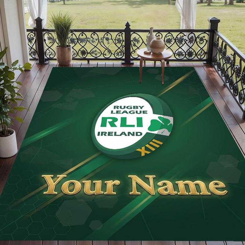 Custom Text Printed Rug Ireland Rugby Non Slip Floor Carpet For Home Room Decor