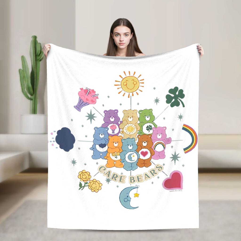Pile Collage Of Care Bears And Cousins Blanket Flannel  Soft Throw Blankets for Outdoor Travel Bedspread