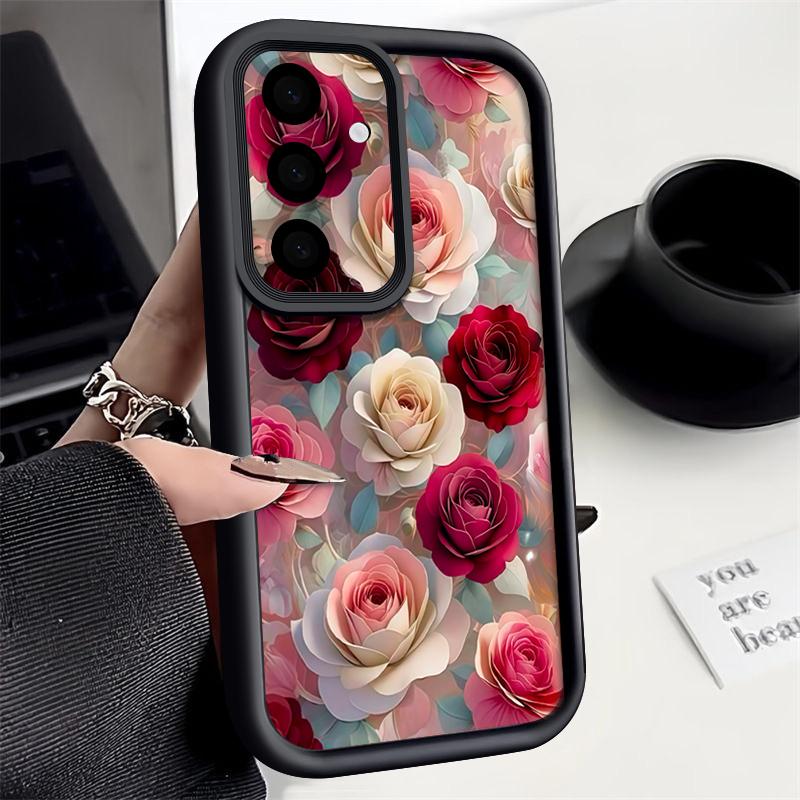 Oil Painting Rose Flowers Pattern Case For Samsung Galaxy S26 Ultra S25 Edge S24 Plus S23 S22 S21 FE A15 A35 A55 A16 A26 A36 A56 A17 A37 A57 5G Cover