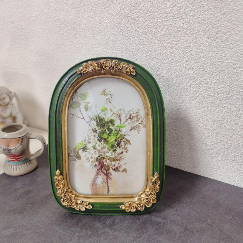 Французская Ретро Подвесная Картина Гостиная Смоляная Фоторамка Спальня Диван Фон Стена Прикроватная Декоративная Рамка inner 10x14.5cm зелёный