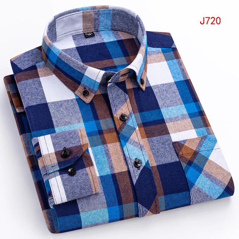 New Autumn Winter Fashion Men Casual Flannel Plaid Long Sleeve Shirts S-8XL Regular Fit Pocket Businessman Dress Shirts Daily