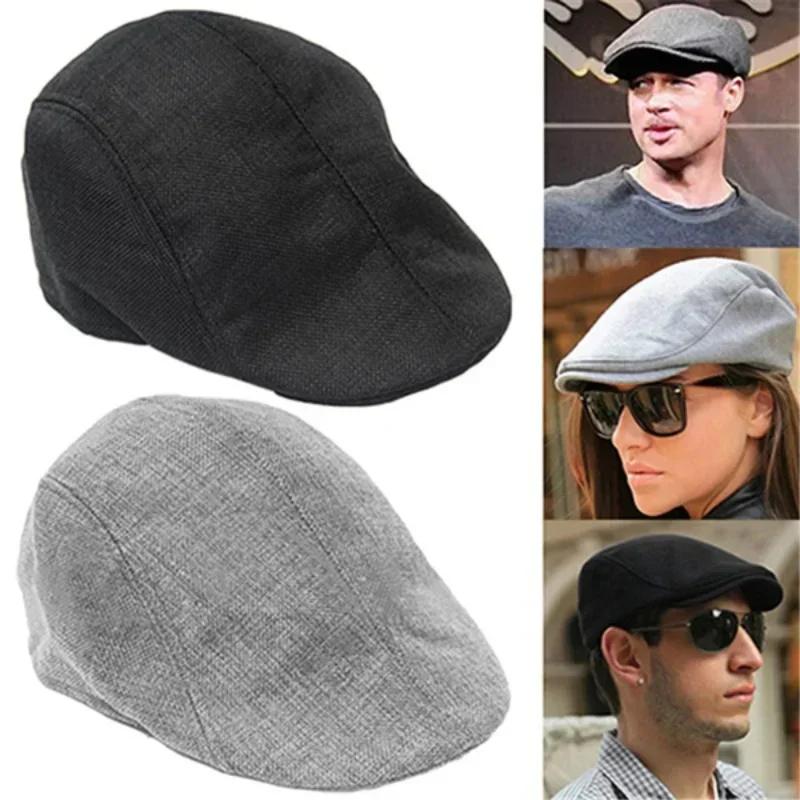New Men Vintage Cotton Berets Women Fashion Flat Visor Cap Casual Berets Retro Hat Dad Autumn and Winter Unisex Adjustable Hats