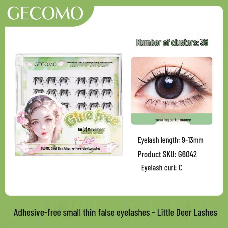 Handy Series: GECOMO Glue-Free Natural False Eyelash Clusters - Easy Two-Step Upper & Lower Lashes for a Lively Look