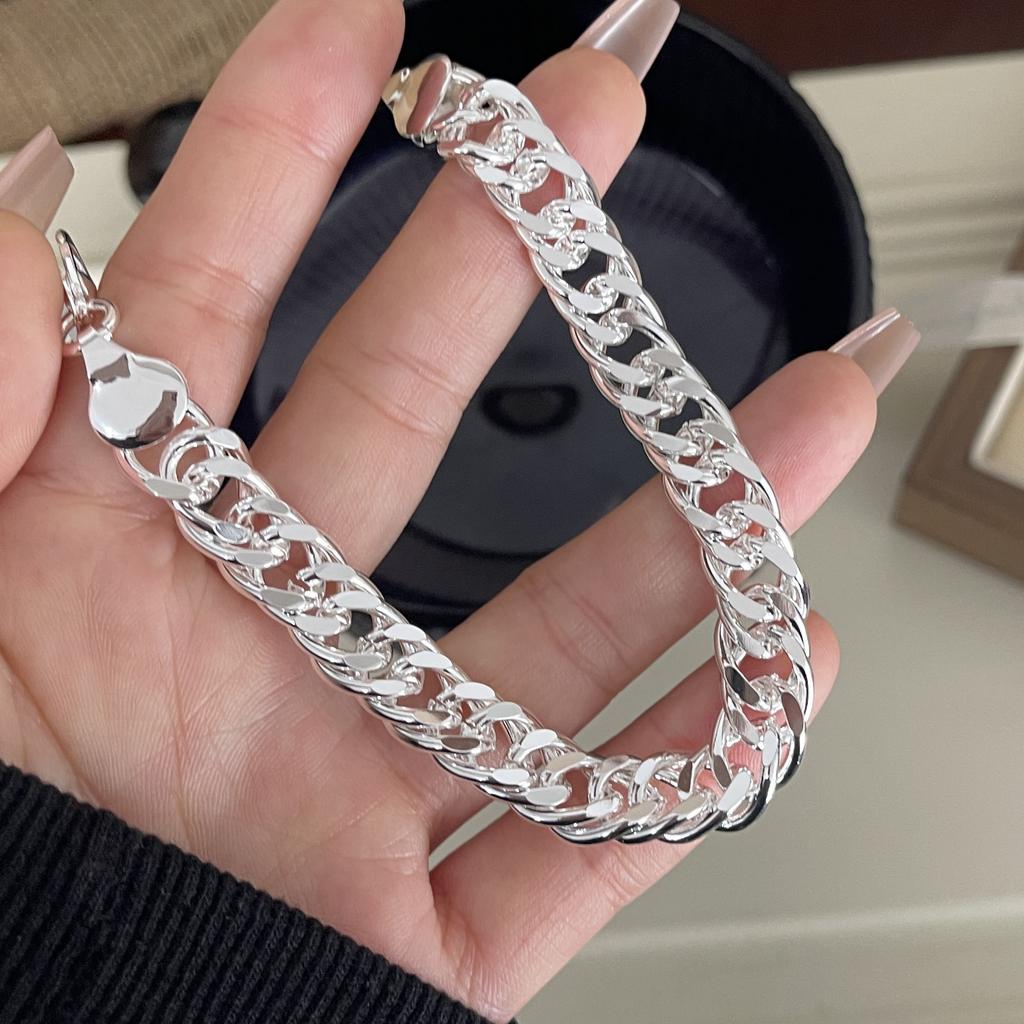 100% Solid 925 Sterling Silver Retro Bracelet for Women Men Vintage Handmade Wide Heavy Hollow Heart Bracelet Birthday Gift