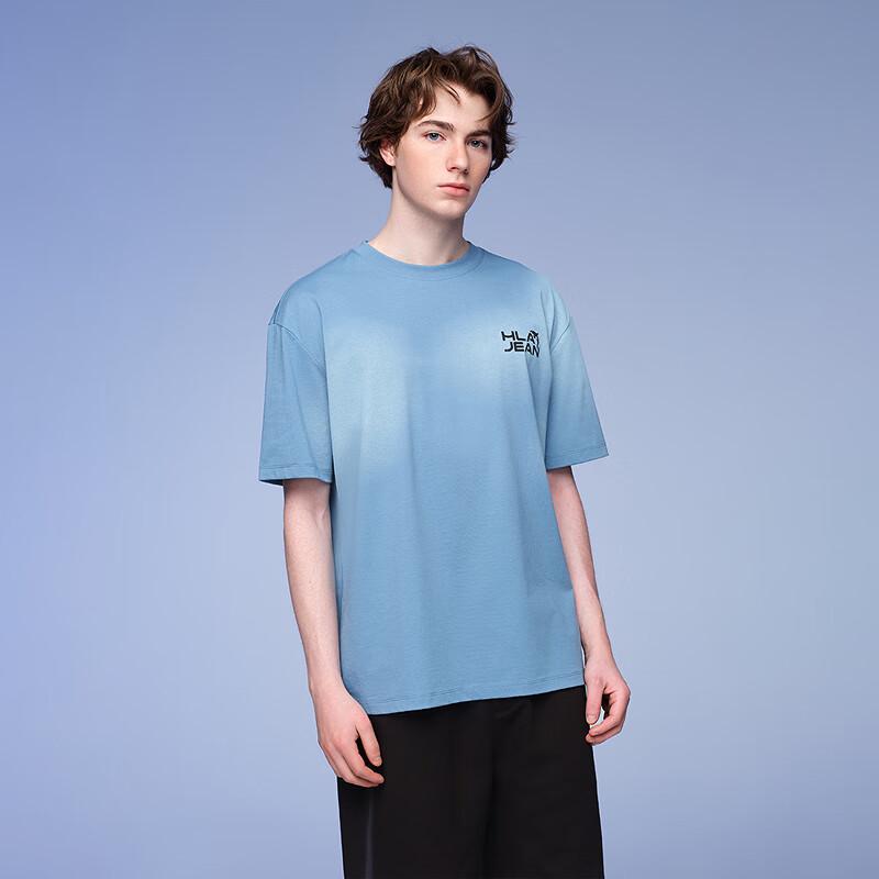 HLA Black Whale Men's Letter Print Short-Sleeve T-Shirt