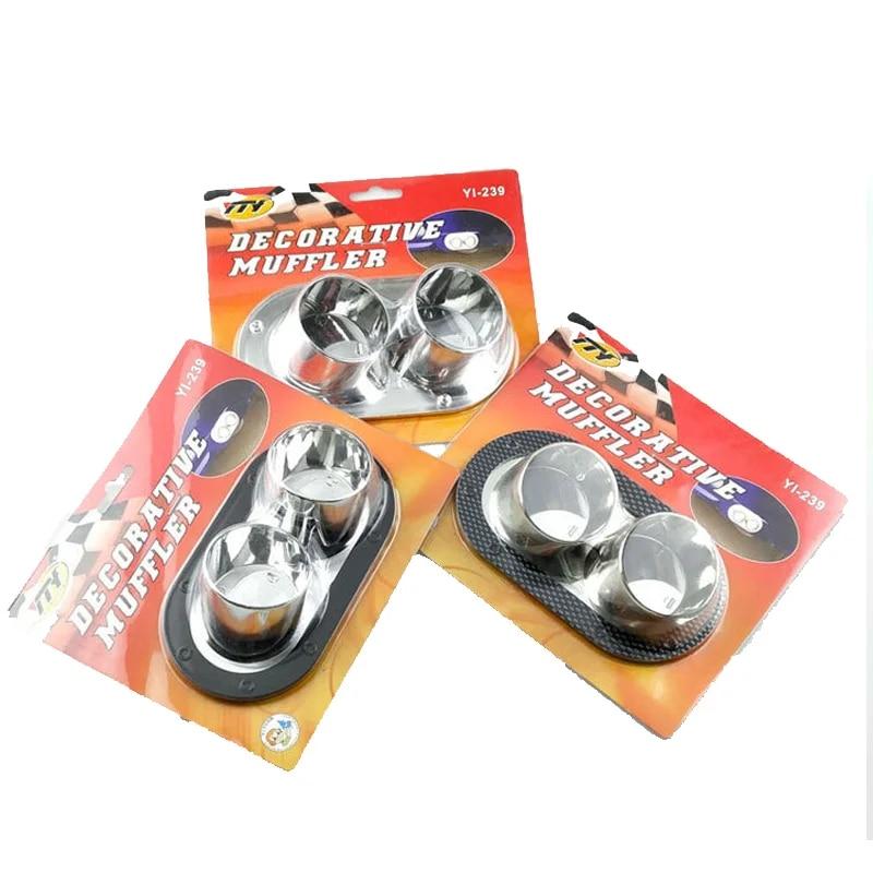 Univerzálny 1ks Auto Zadný nárazník Dvojitý výstup Zadný tlmič výfuku Koncovka tlmiča Nálepka hrdla Dekoratívne pre Toyota VW Honda Accessori